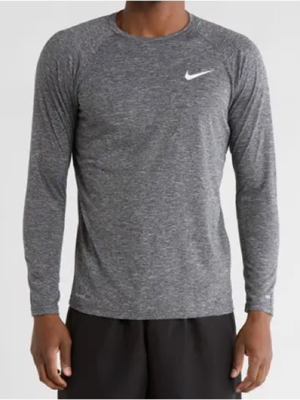 Nike Men's Long-Sleeve Heather Gray Dri-FIT UPF 40 Shirt